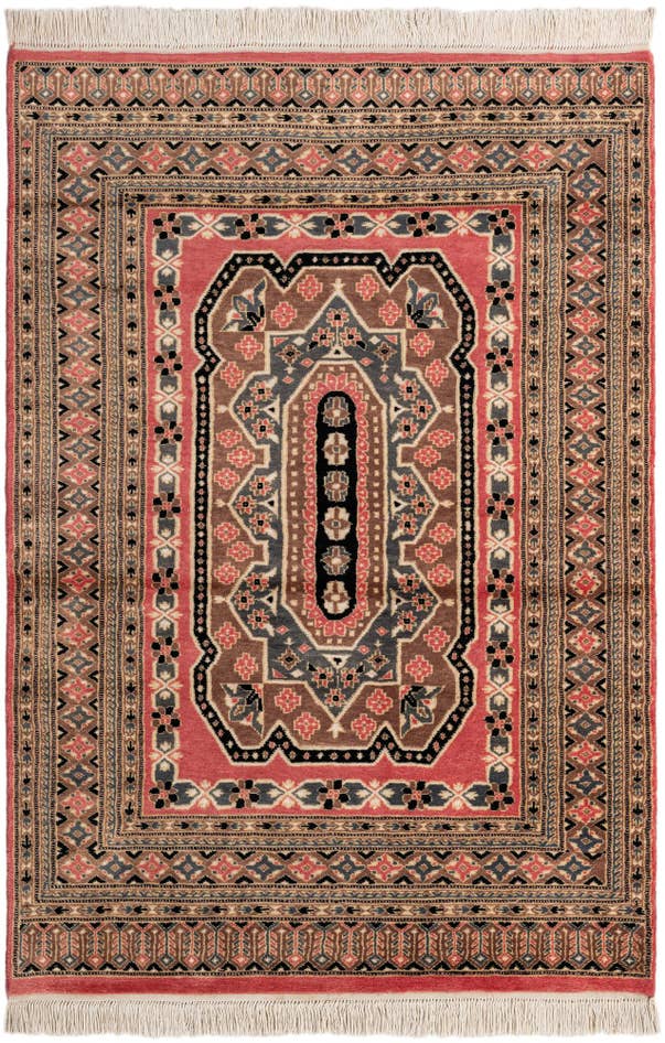 Detail image of 4' 1 x 6' Hand Knotted Bokhara Oriental Rug