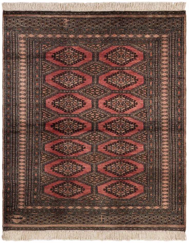 Detail image of 4' 3 x 6' 5 Hand Knotted Bokhara Oriental Wool Rug