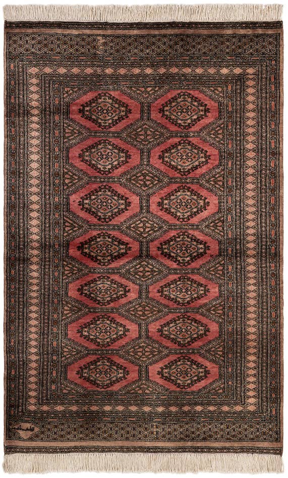 Detail image of 4' 3 x 6' 5 Hand Knotted Bokhara Oriental Wool Rug