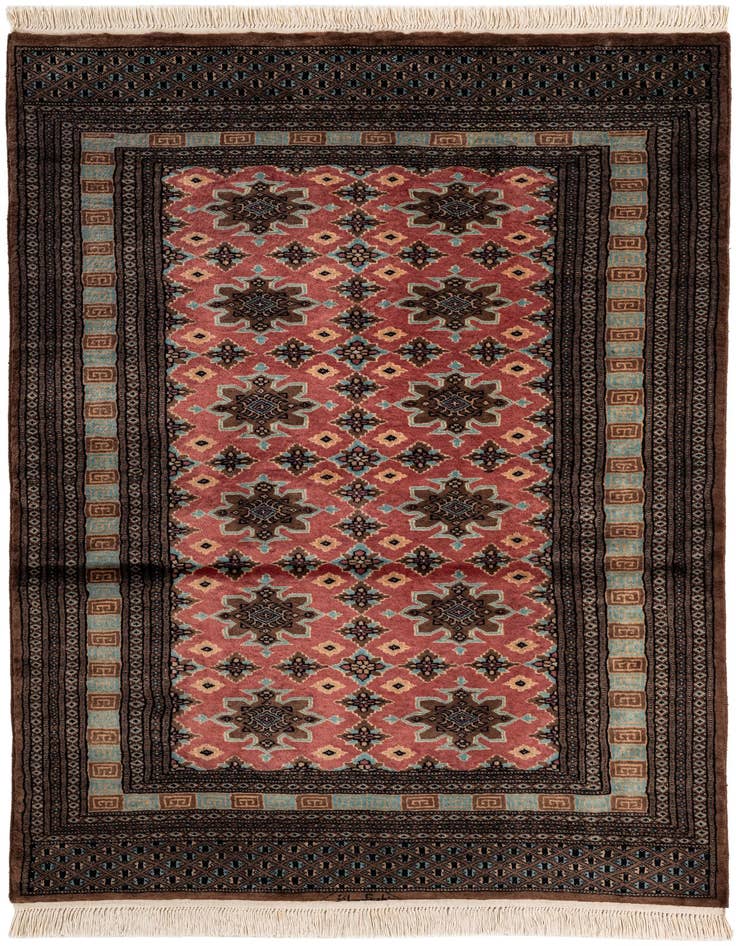Detail image of 4' 2 x 5' 9 Hand Knotted Bokhara Oriental Wool Rug