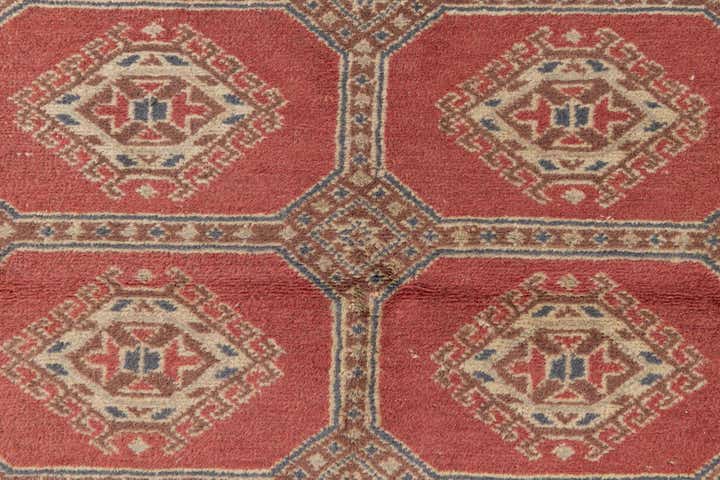 3' 4 x 4' 11 Hand Knotted Bokhara Oriental Wool Rug