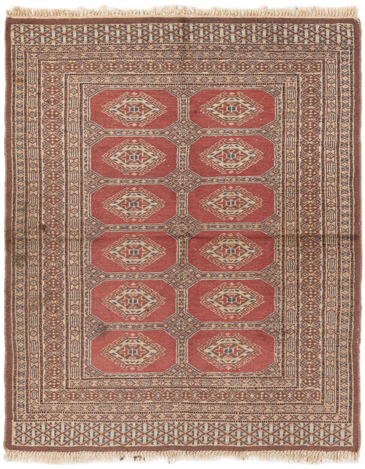 Detail image of 3' 4 x 4' 11 Hand Knotted Bokhara Oriental Wool Rug