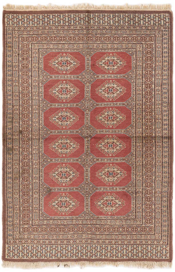 Detail image of 3' 4 x 4' 11 Hand Knotted Bokhara Oriental Wool Rug