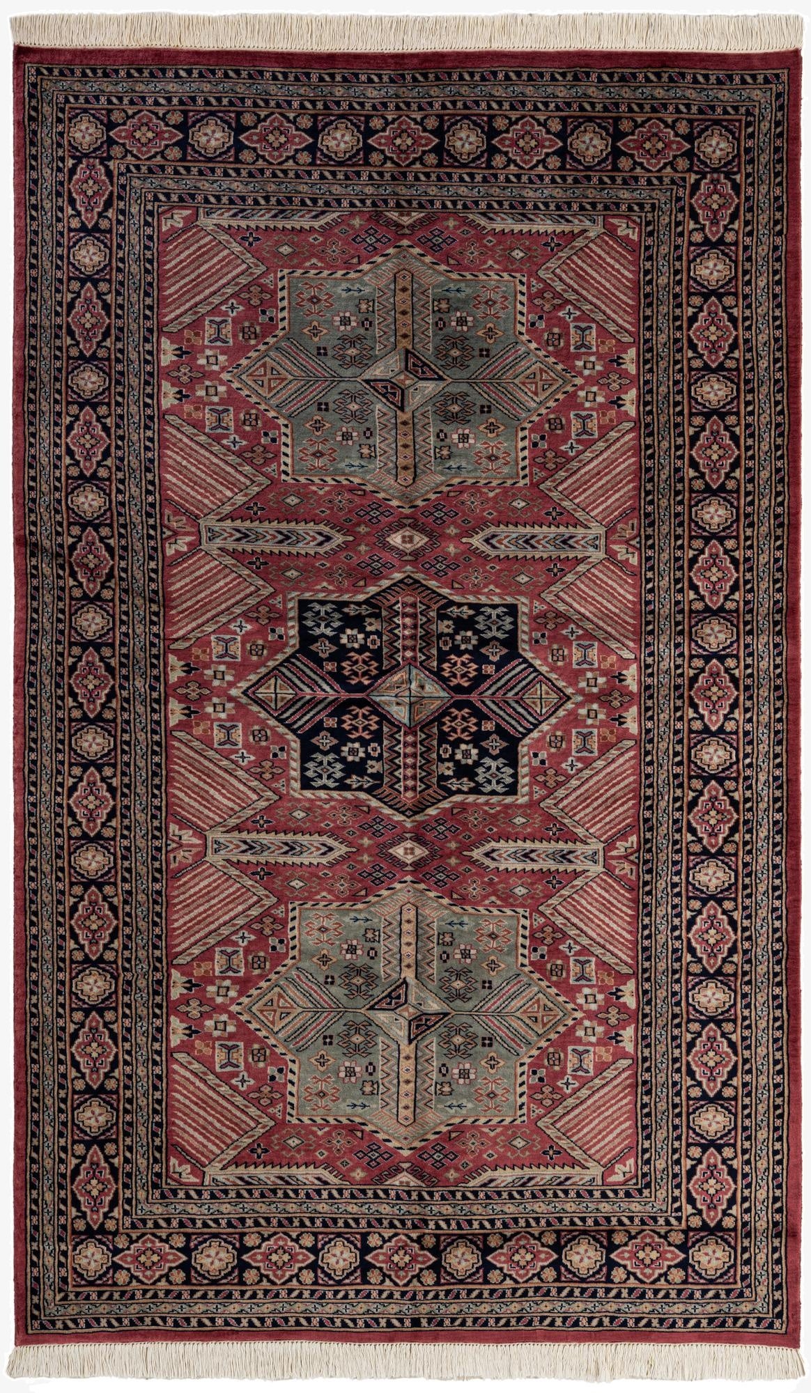 5' 3 x 8' 6  Hand Knotted Bokhara Oriental Wool Rug