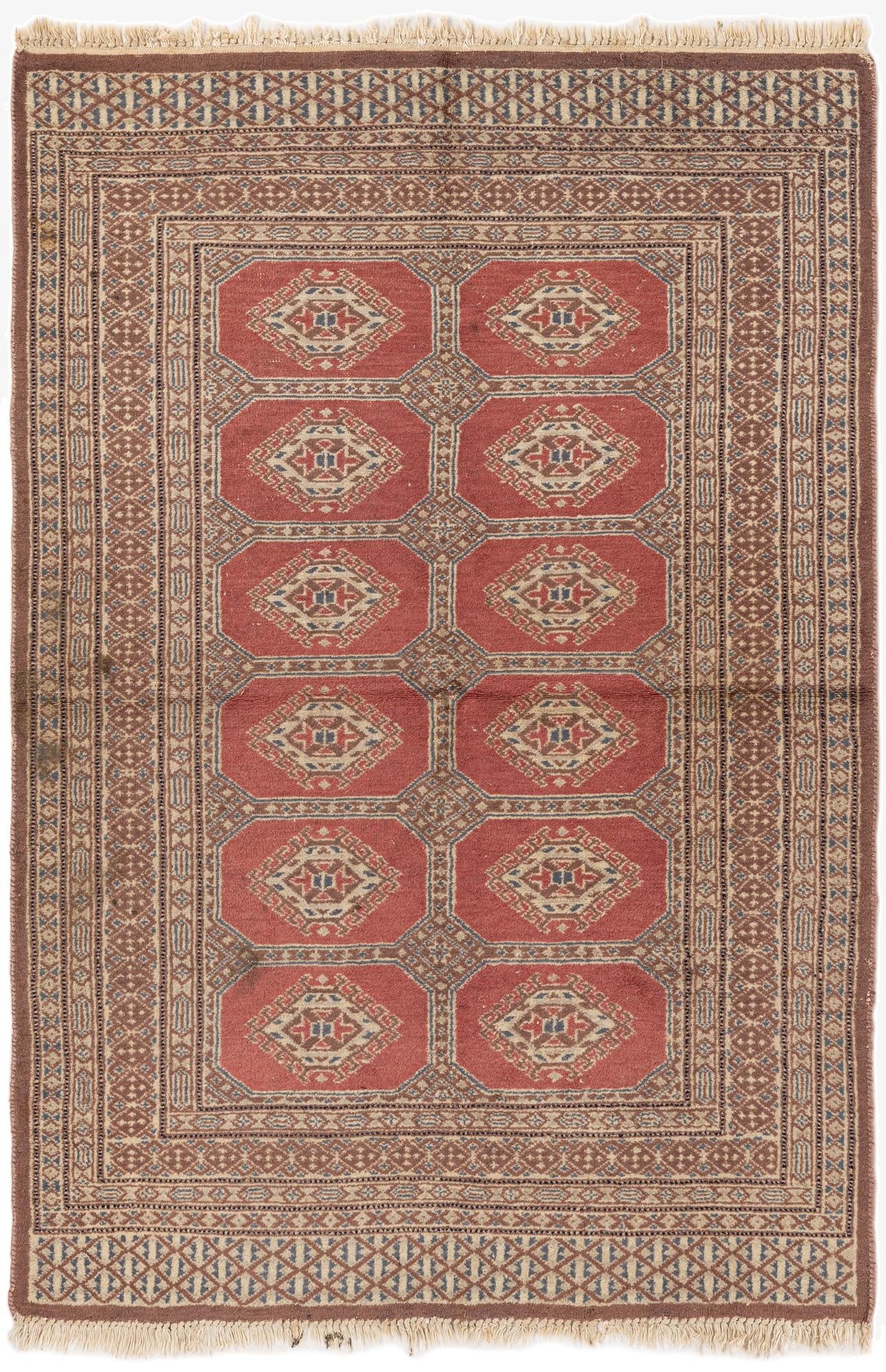 3' 4 x 4' 11  Hand Knotted Bokhara Oriental Wool Rug