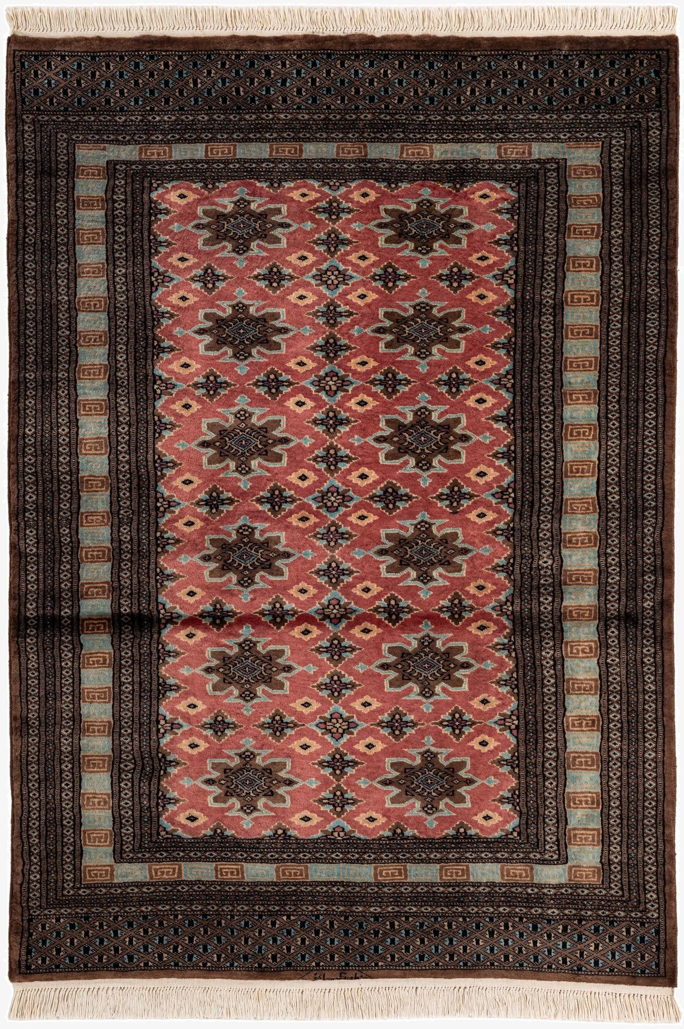4' 2 x 5' 9  Hand Knotted Bokhara Oriental Wool Rug