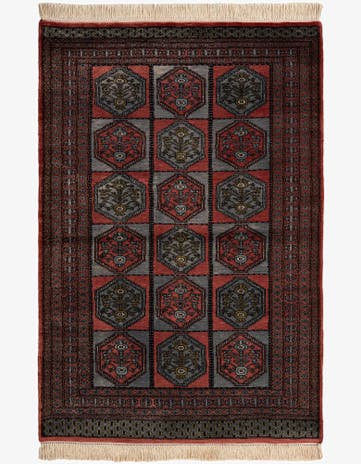 4' 4 x 6' 4 Hand Knotted Bokhara Oriental Wool Rug
