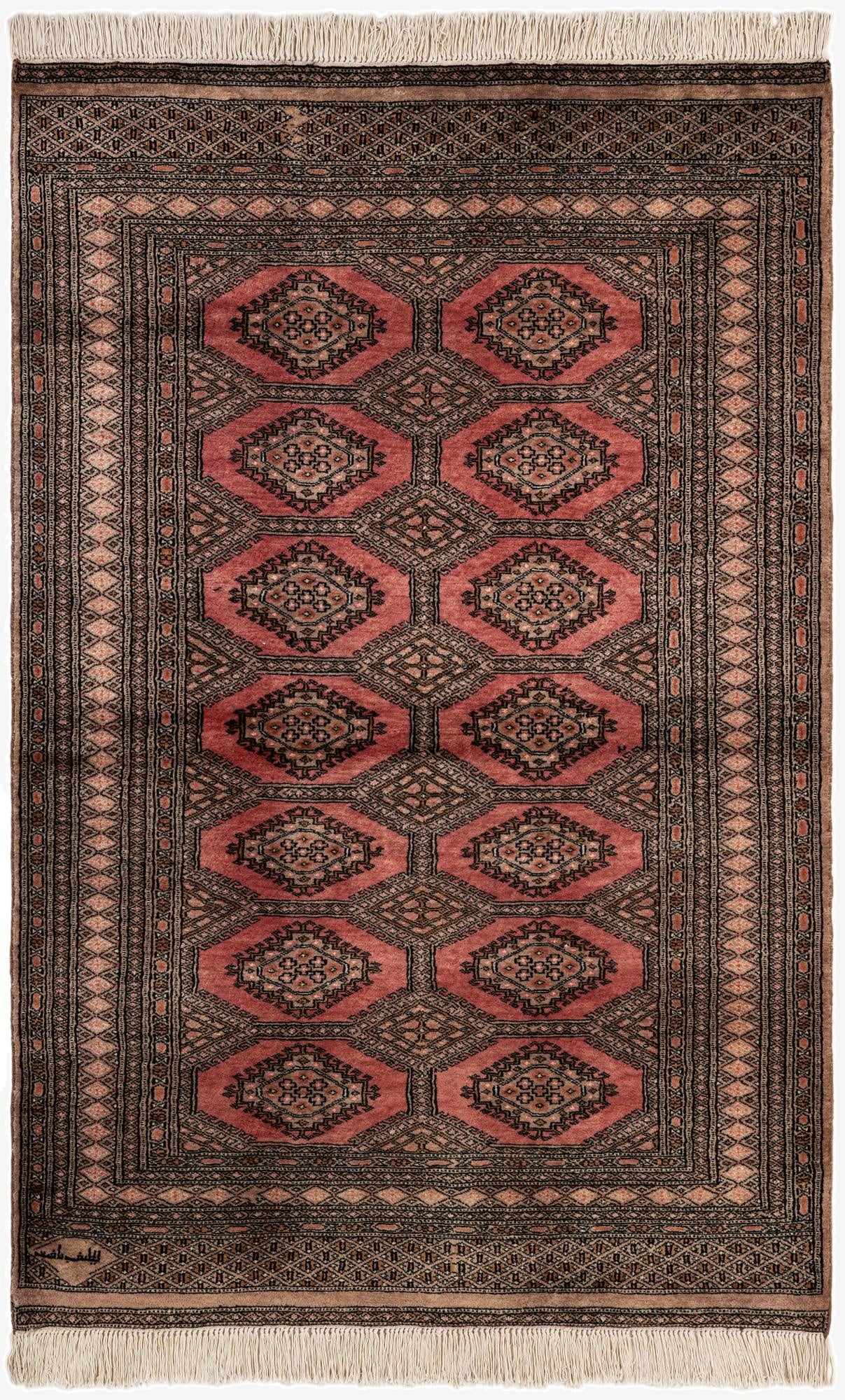 4' 3 x 6' 5  Hand Knotted Bokhara Oriental Wool Rug