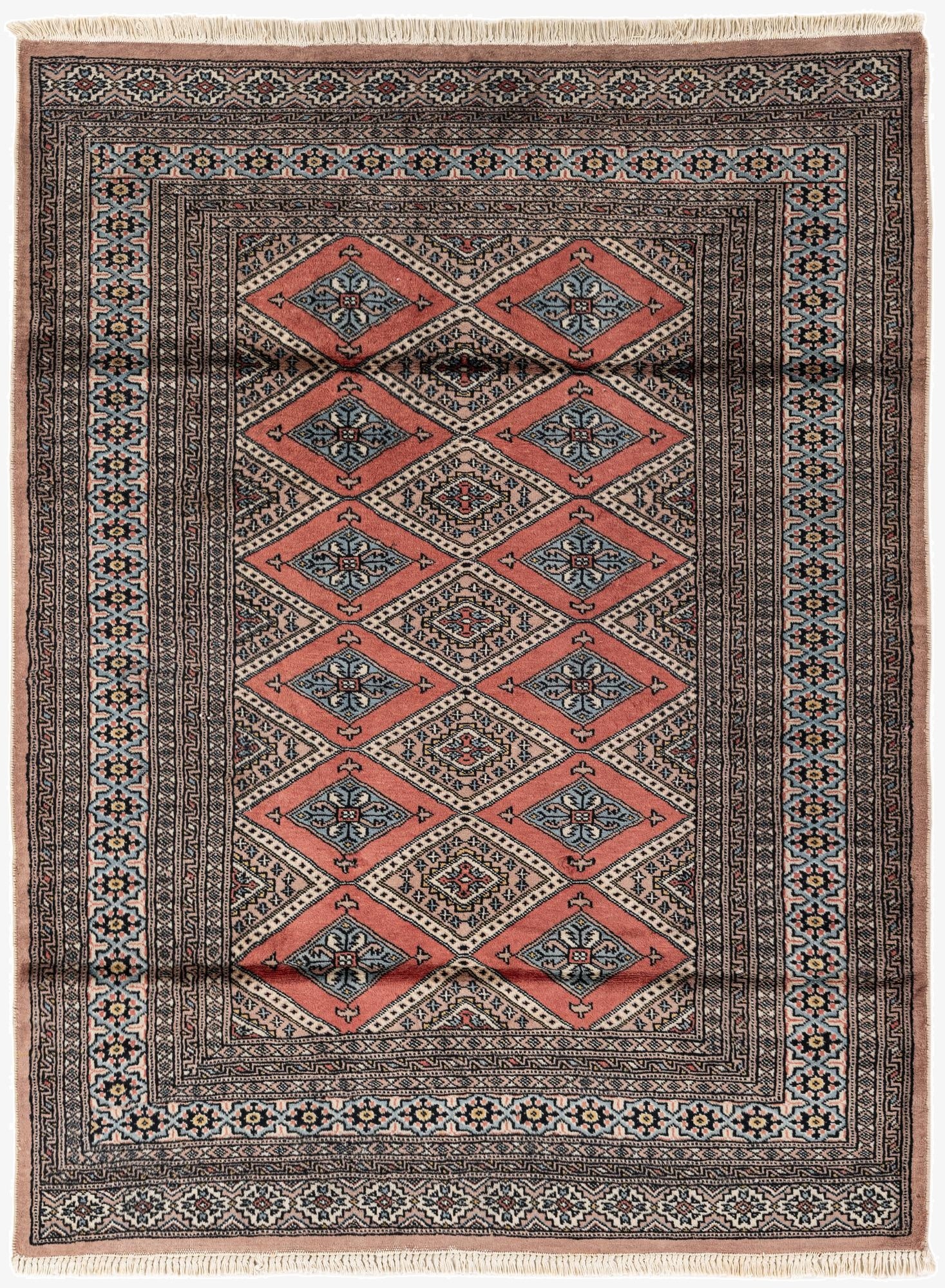 4' 4 x 5' 7  Hand Knotted Bokhara Oriental Wool Rug