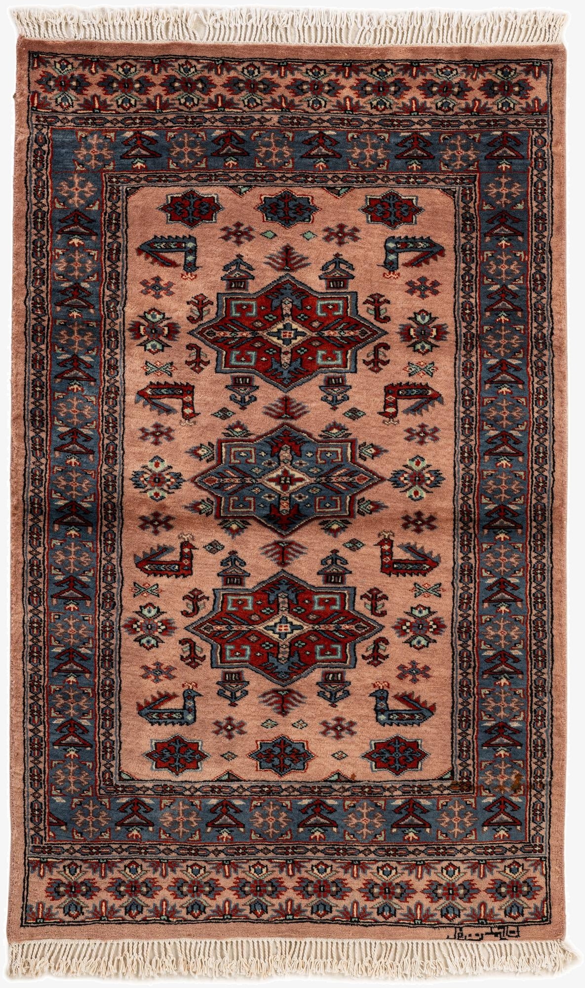 3' 2 x 5' 2  Hand Knotted Bokhara Oriental Wool Rug