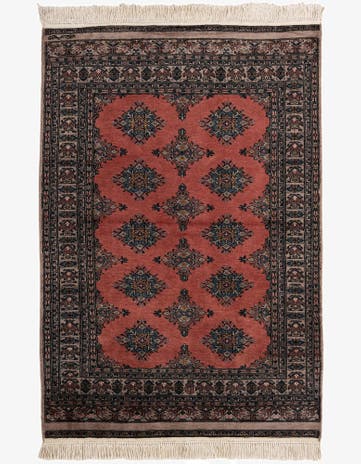 4' 1 x 6' 1 Hand Knotted Bokhara Oriental Wool Rug
