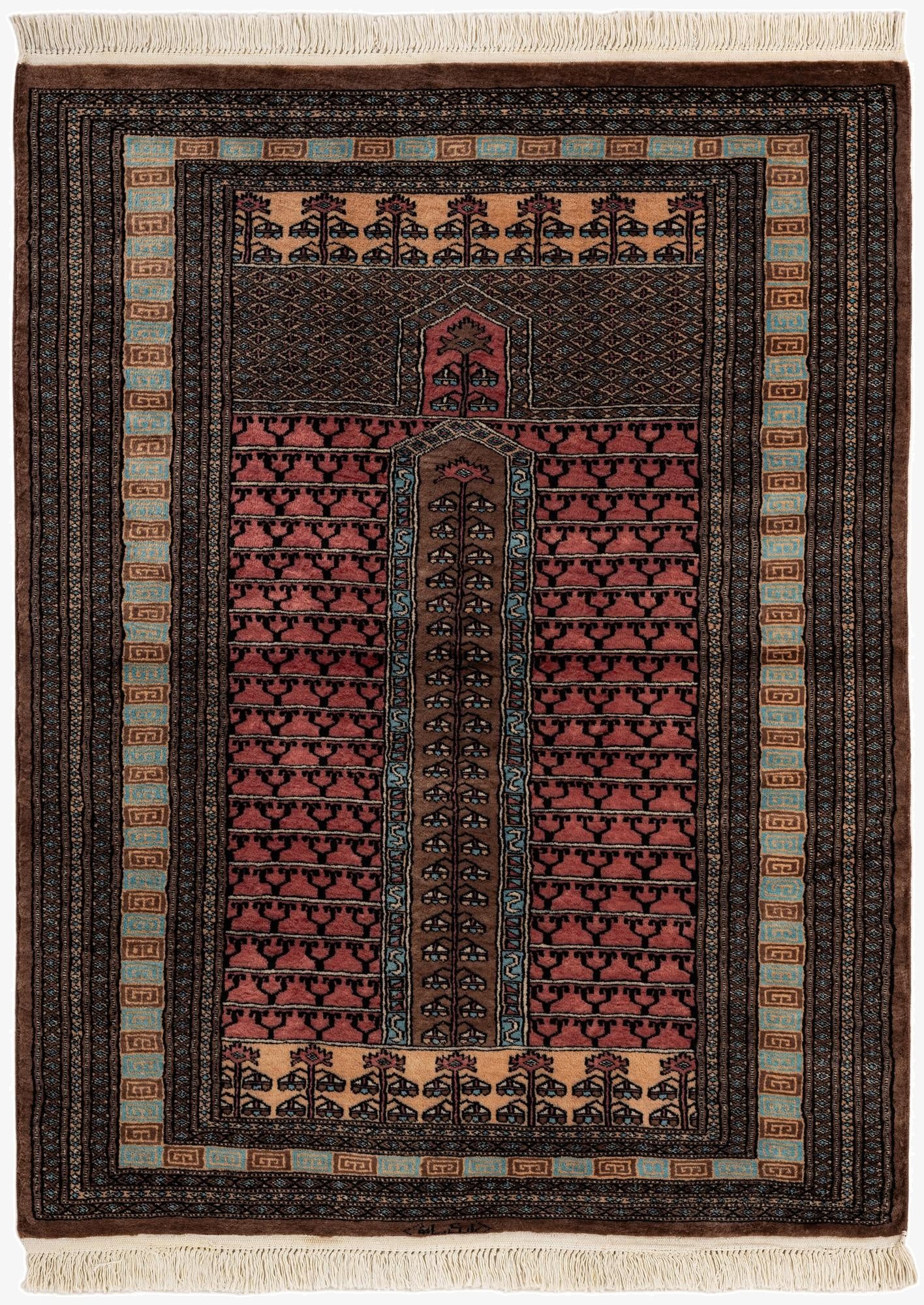 4' 3 x 5' 8  Hand Knotted Bokhara Oriental Wool Rug