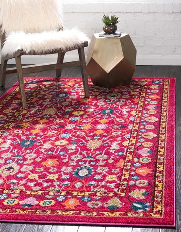 Pink Washable Fleur Rug