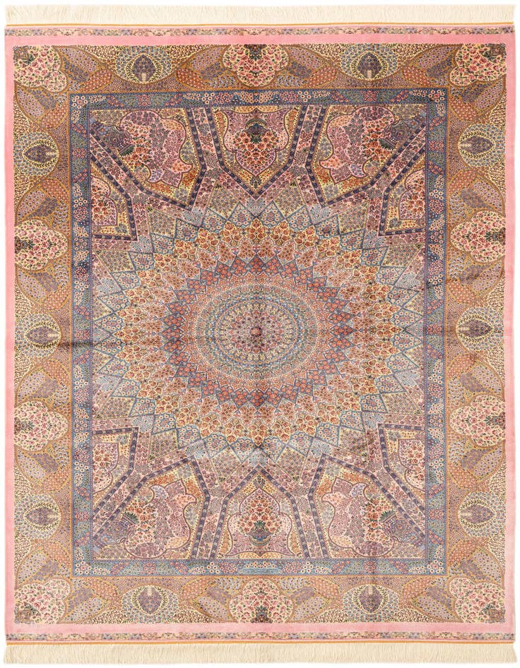 Detail image of 4' 9 x 7' 6 Ghom Design Rug