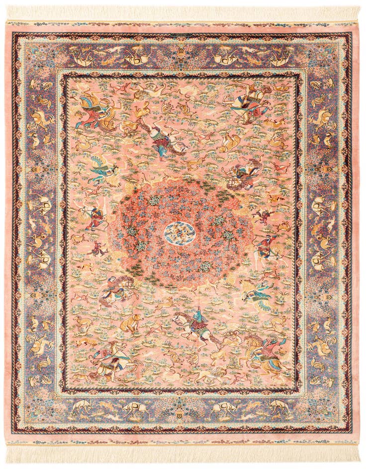 Detail image of 4' 4 x 6' 4 Ghom Design Rug