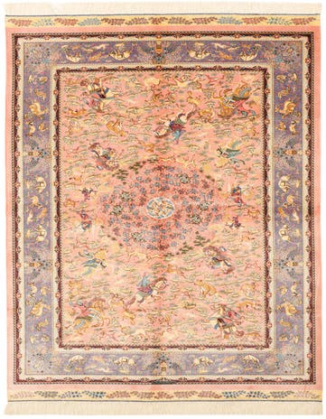 4' 9 x 7' 5 Ghom Design Rug