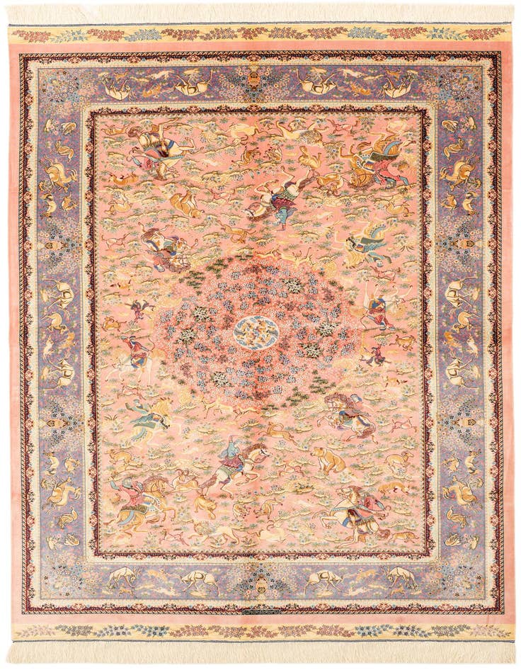Detail image of 4' 9 x 7' 5 Ghom Design Rug