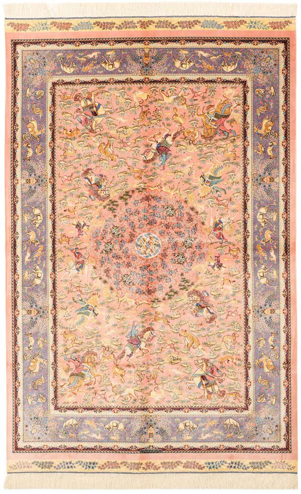 4' 9 x 7' 5 Ghom Design Rug