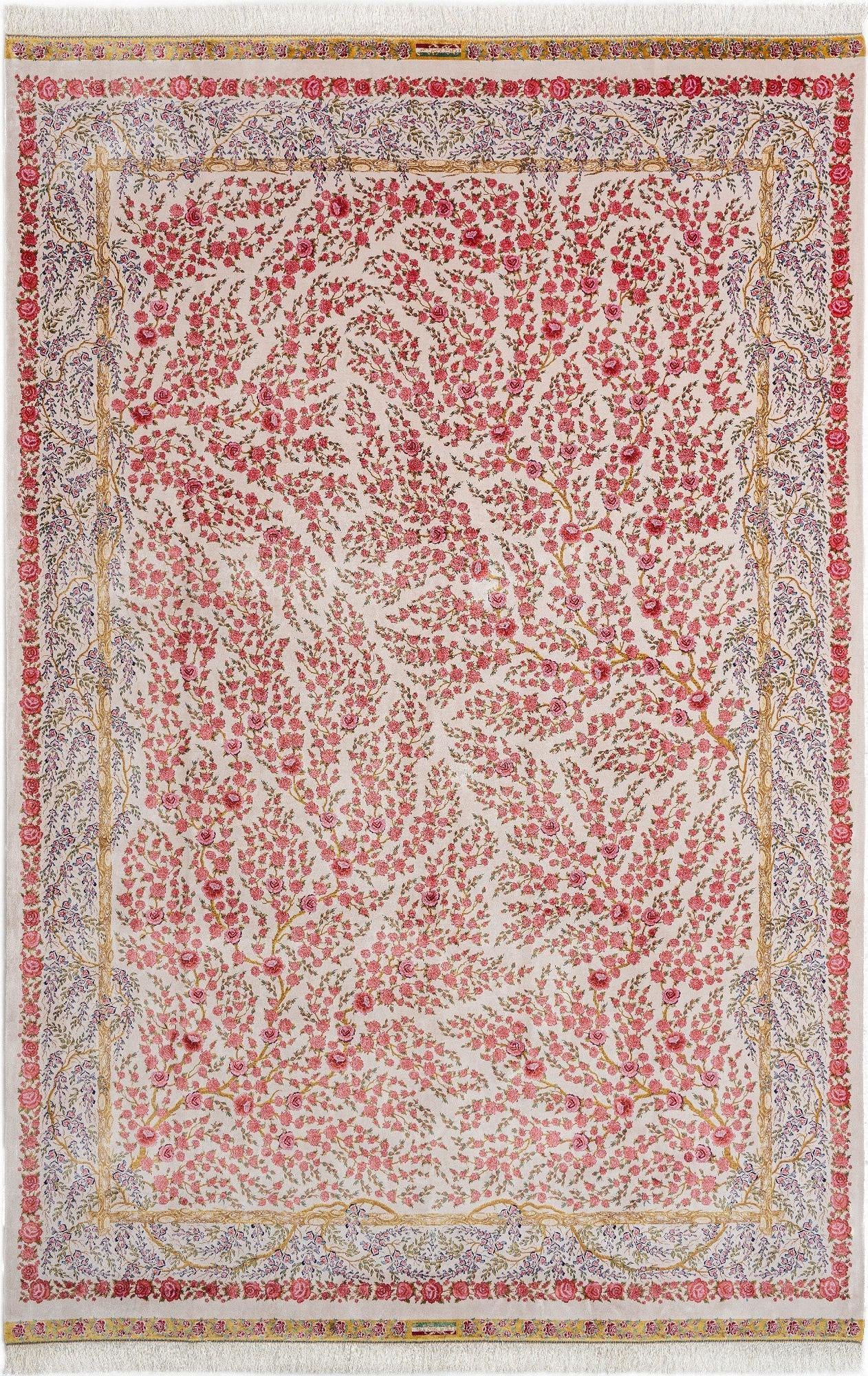 6' 7 x 9' 10 Ghom Design Rug