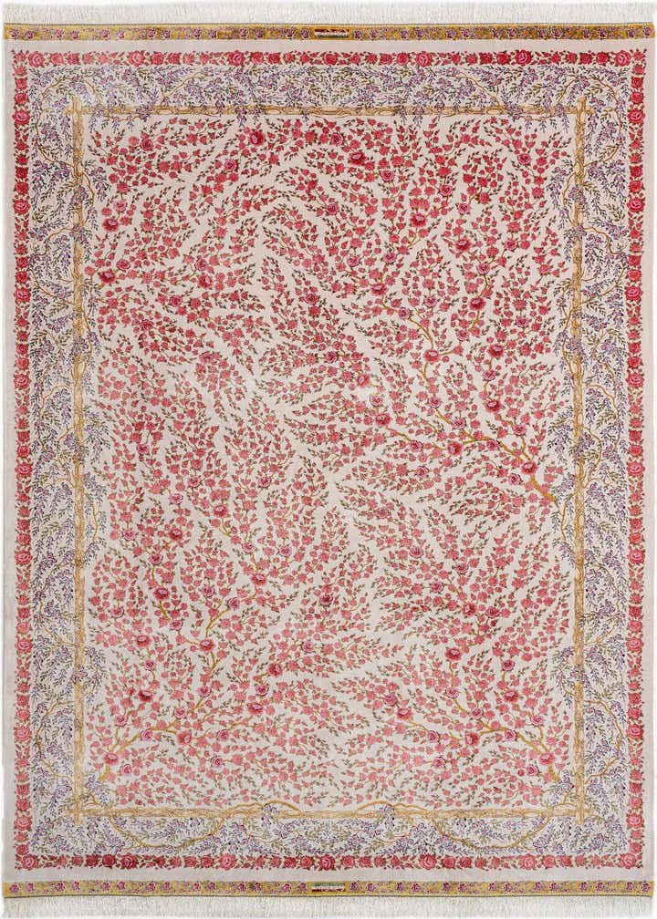 6' 7 x 9' 10 Ghom Design Rug