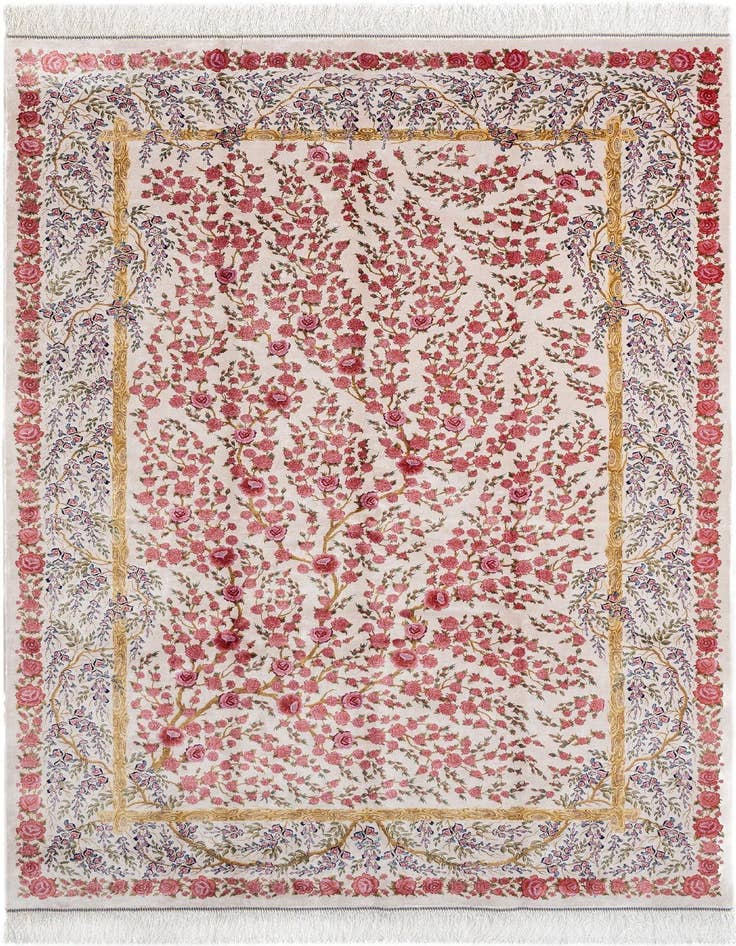 Detail image of 4' 5 x 6' 7 Ghom Design Rug