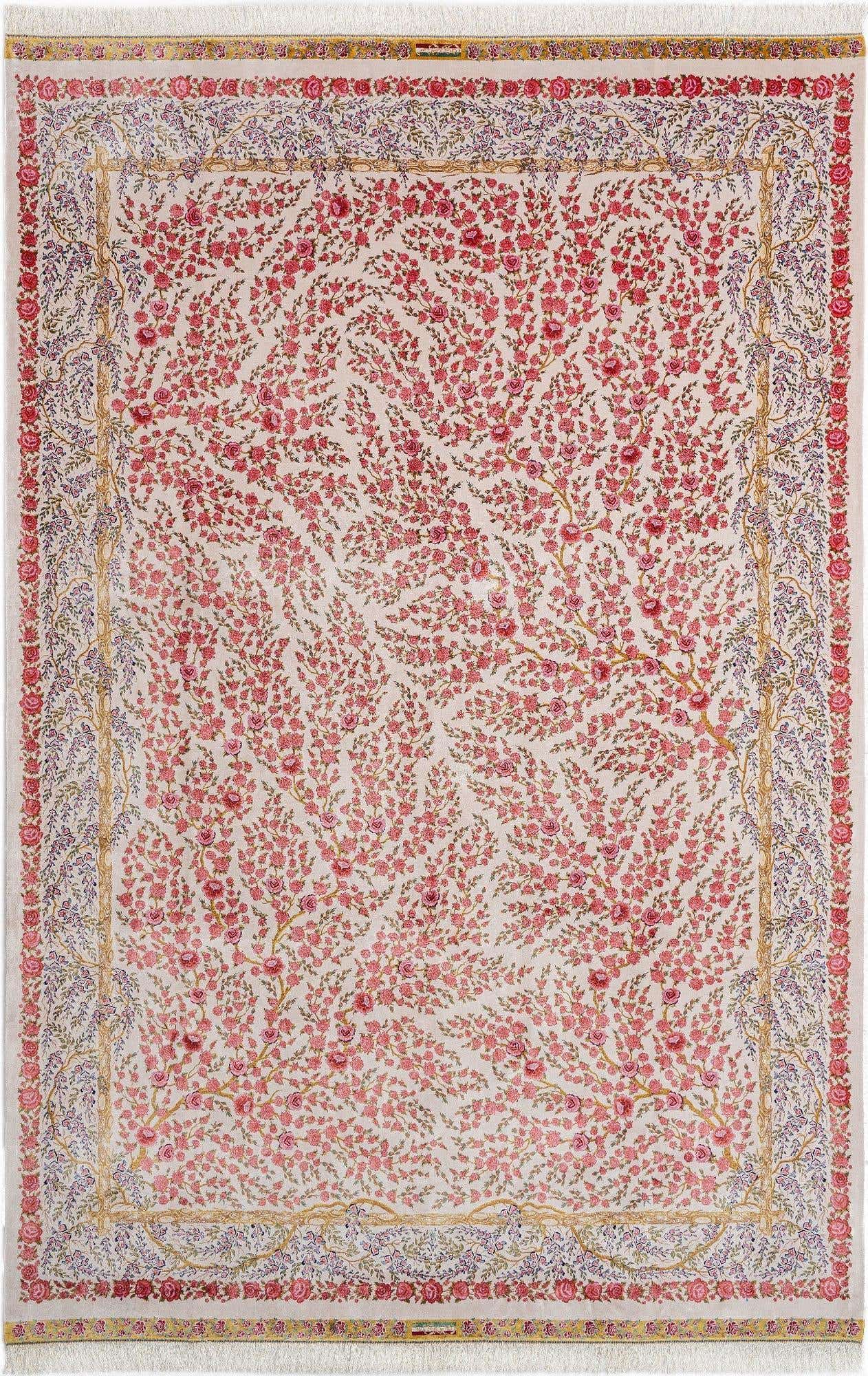 6' 7 x 9' 10 Ghom Design Rug