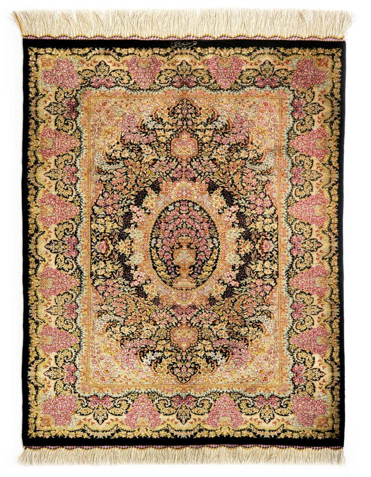 Detail image of 2' 7 x 3' 10 Ghom Silk Rug
