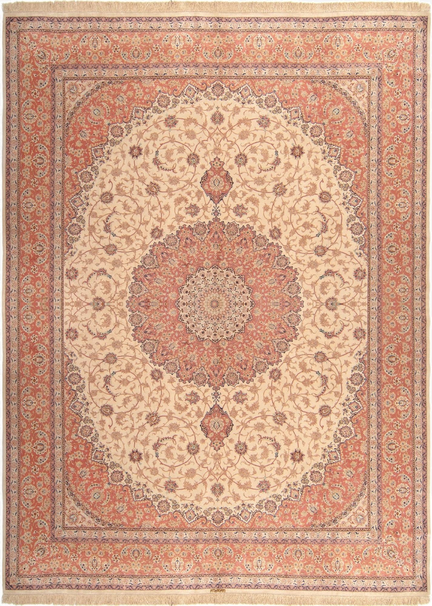 9' 8 x 13' 1 Ghom Silk Rug