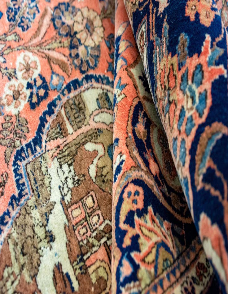 Detail image of 4' 3 x 6' 6 Hand Knotted Kashan Persian Wool Rug