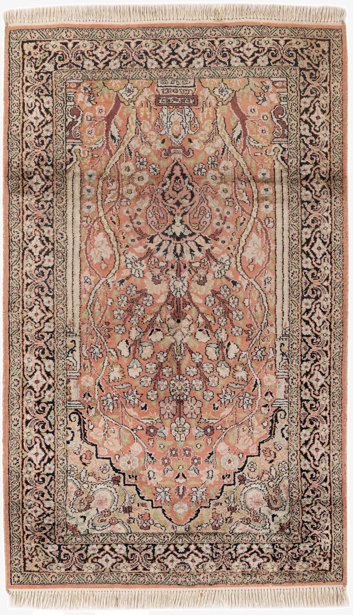 3' 2 x 5' 2  Hand Knotted Kashmir Oriental Wool Rug