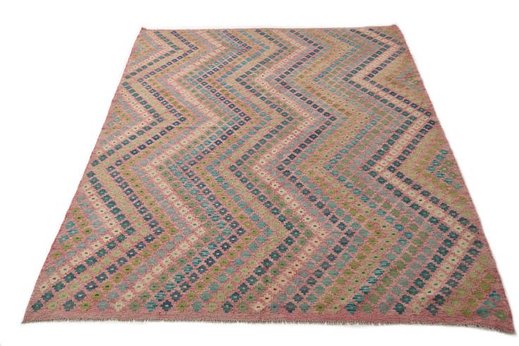 Detail image of 7' 4 x 9' 7 Hand Woven Kilim Modern Wool Rug