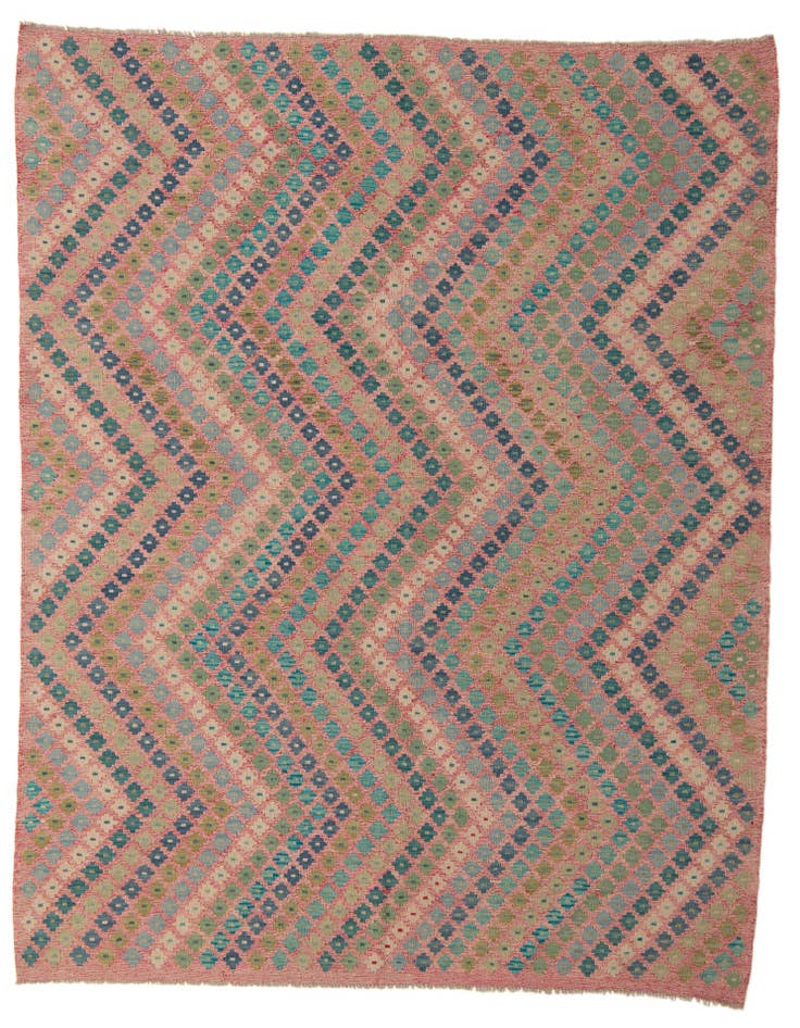 Detail image of 7' 4 x 9' 7 Hand Woven Kilim Modern Wool Rug