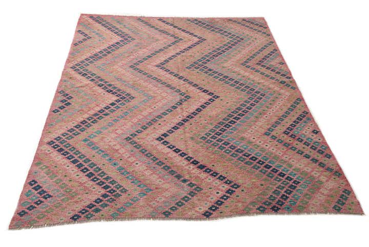 7' 1 x 9' 5 Hand Woven Kilim Modern Wool Rug