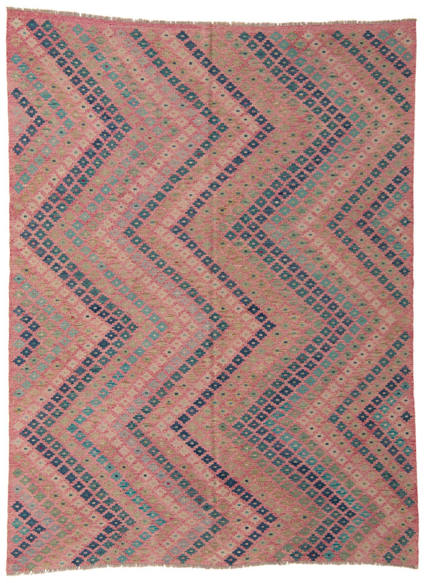 7' 1 x 9' 5 Hand Woven Kilim Modern Wool Rug
