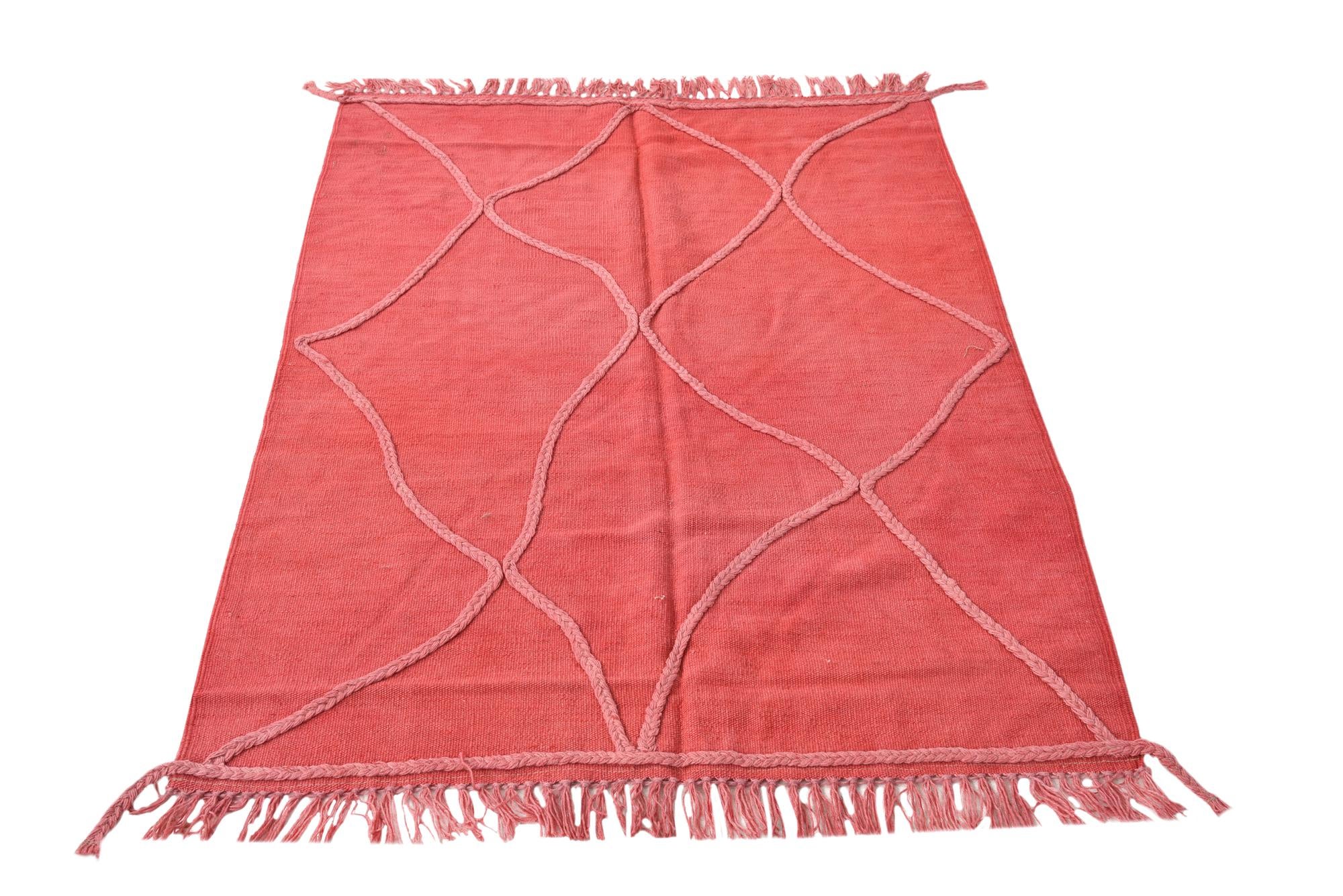 3' 4 x 4' 8 Hand Woven Kilim Modern Wool Rug