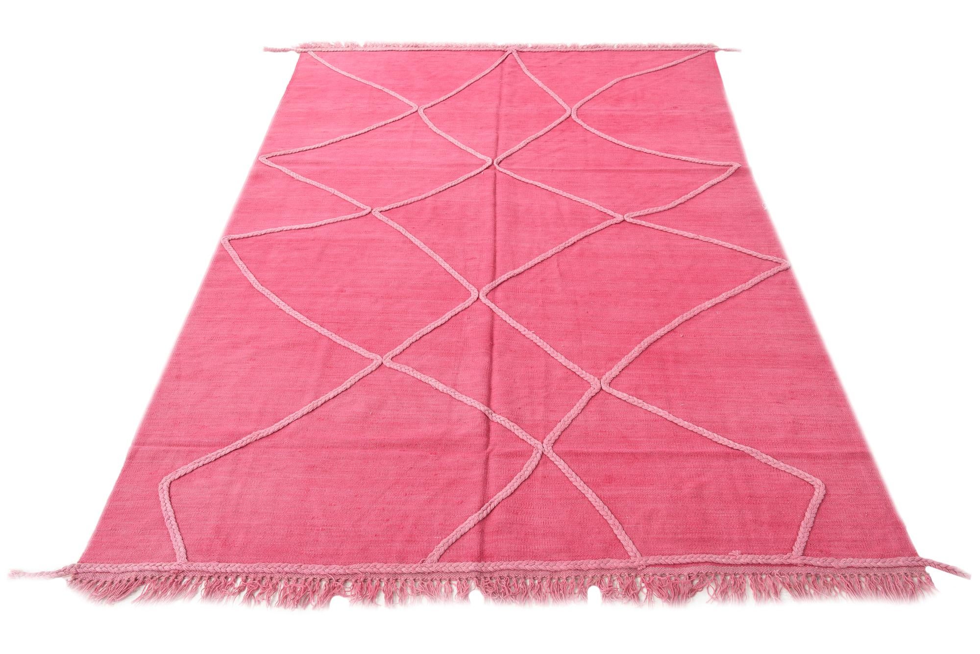 5' 6 x 8' Hand Woven Kilim Modern Wool Rug