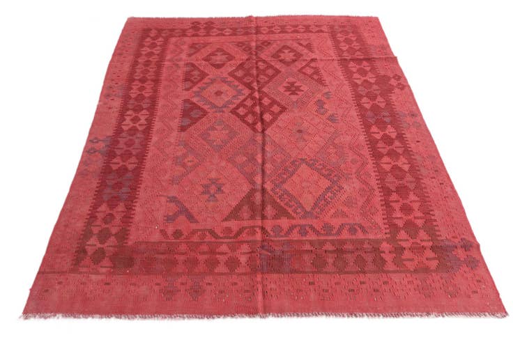 Detail image of 5' x 6' 5 Hand Woven Kilim Modern Wool Rug