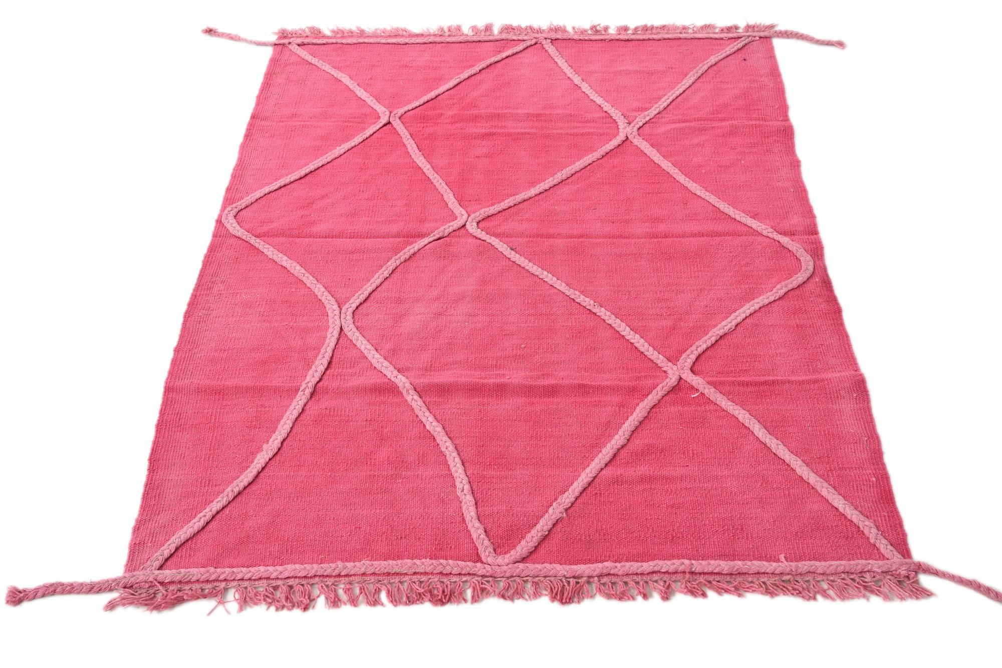 3' 4 x 4' 9 Hand Woven Kilim Modern Wool Rug
