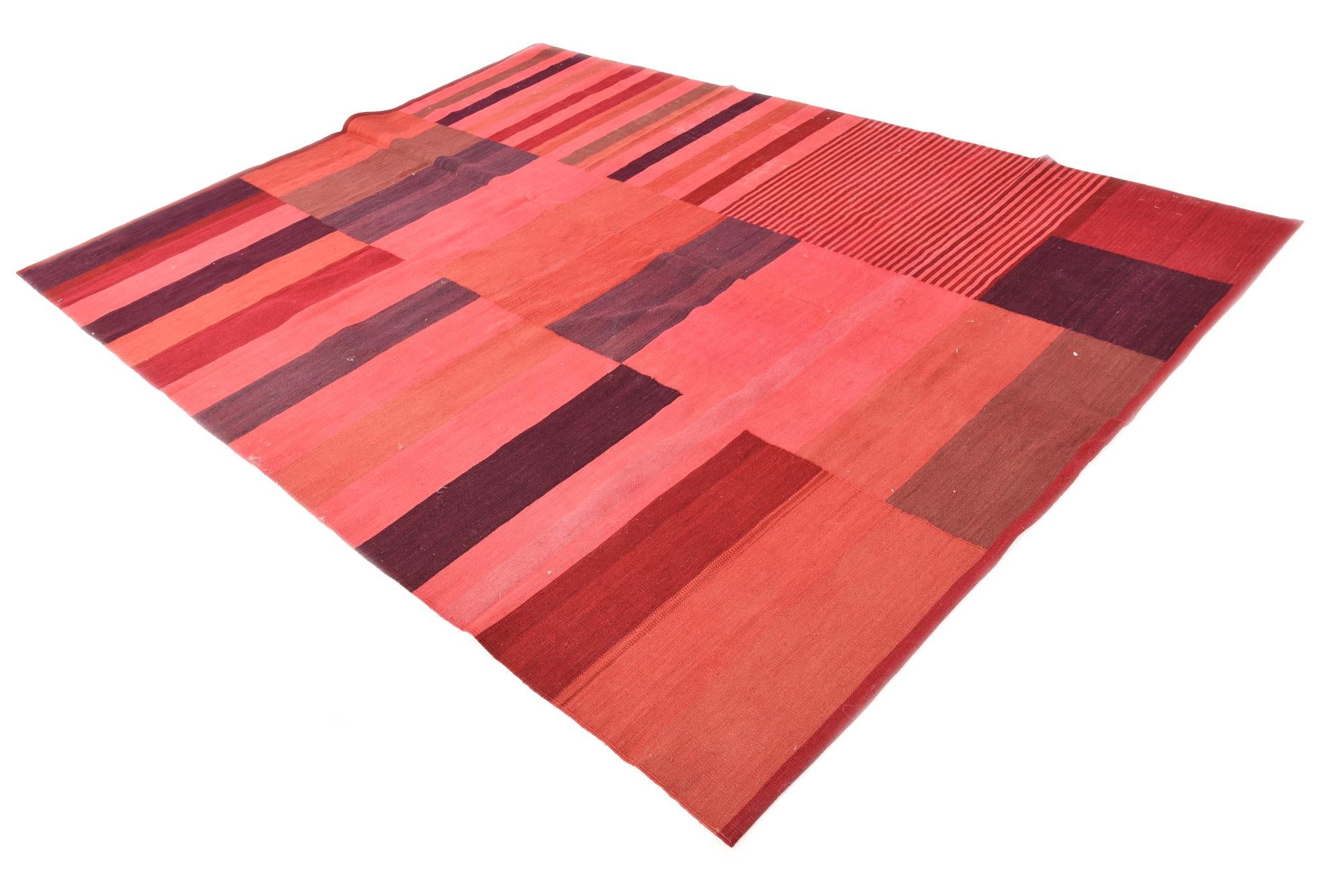 6' 8 x 9' 3 Hand Woven Kilim Modern Wool Rug