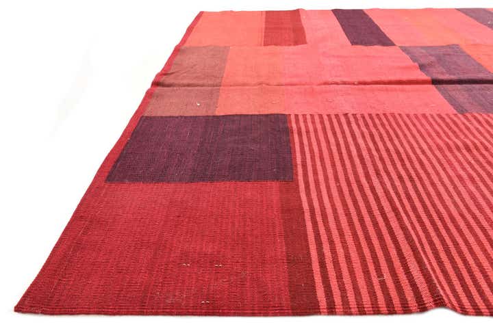6' 8 x 9' 3 Hand Woven Kilim Modern Wool Rug