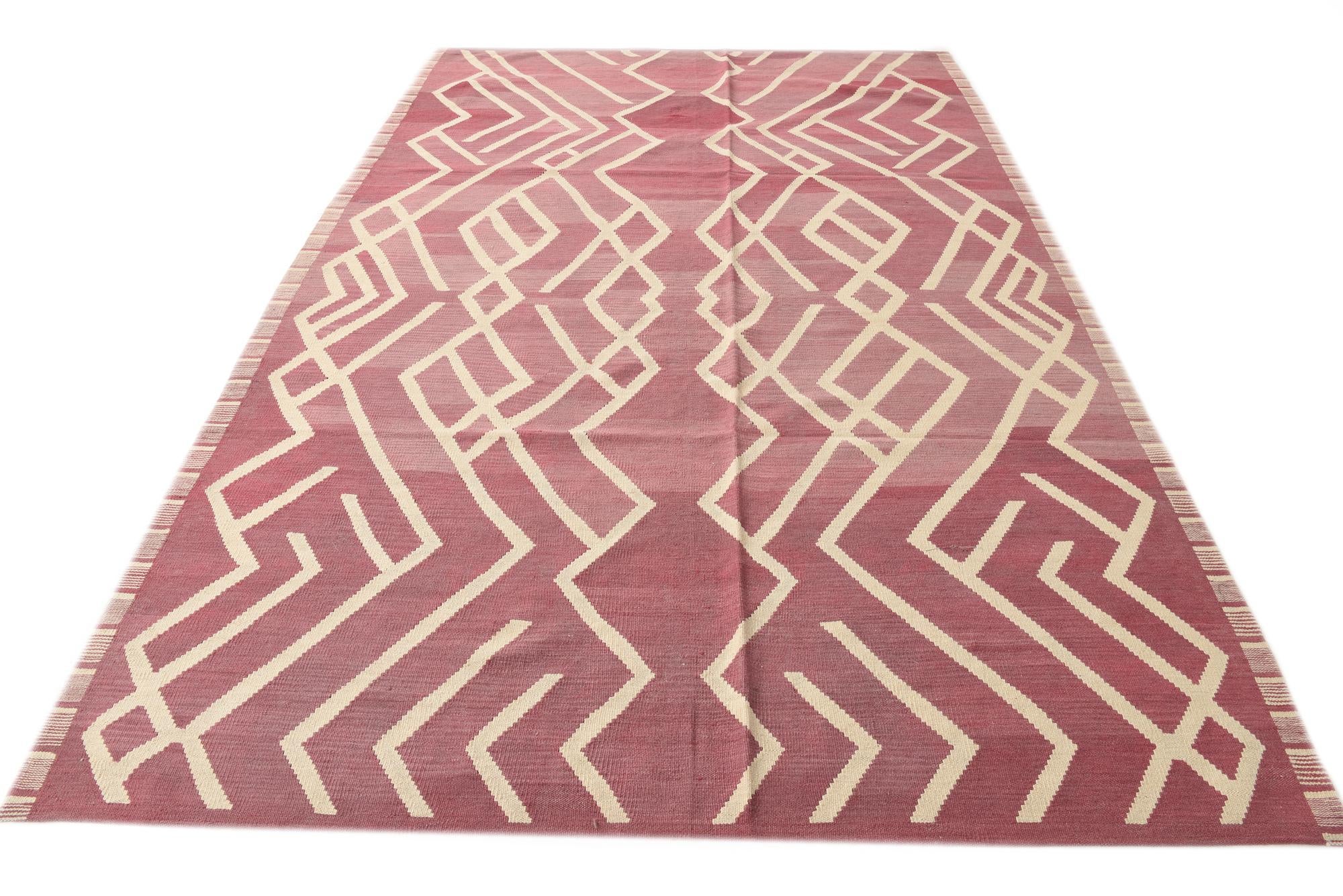 6' 9 x 9' 9 Hand Woven Kilim Modern Wool Rug