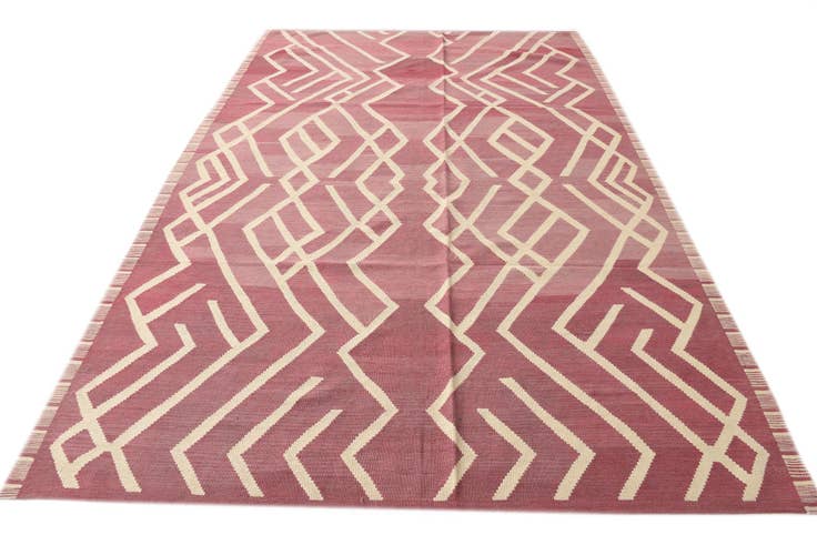 Detail image of 6' 9 x 9' 9 Hand Woven Kilim Modern Wool Rug
