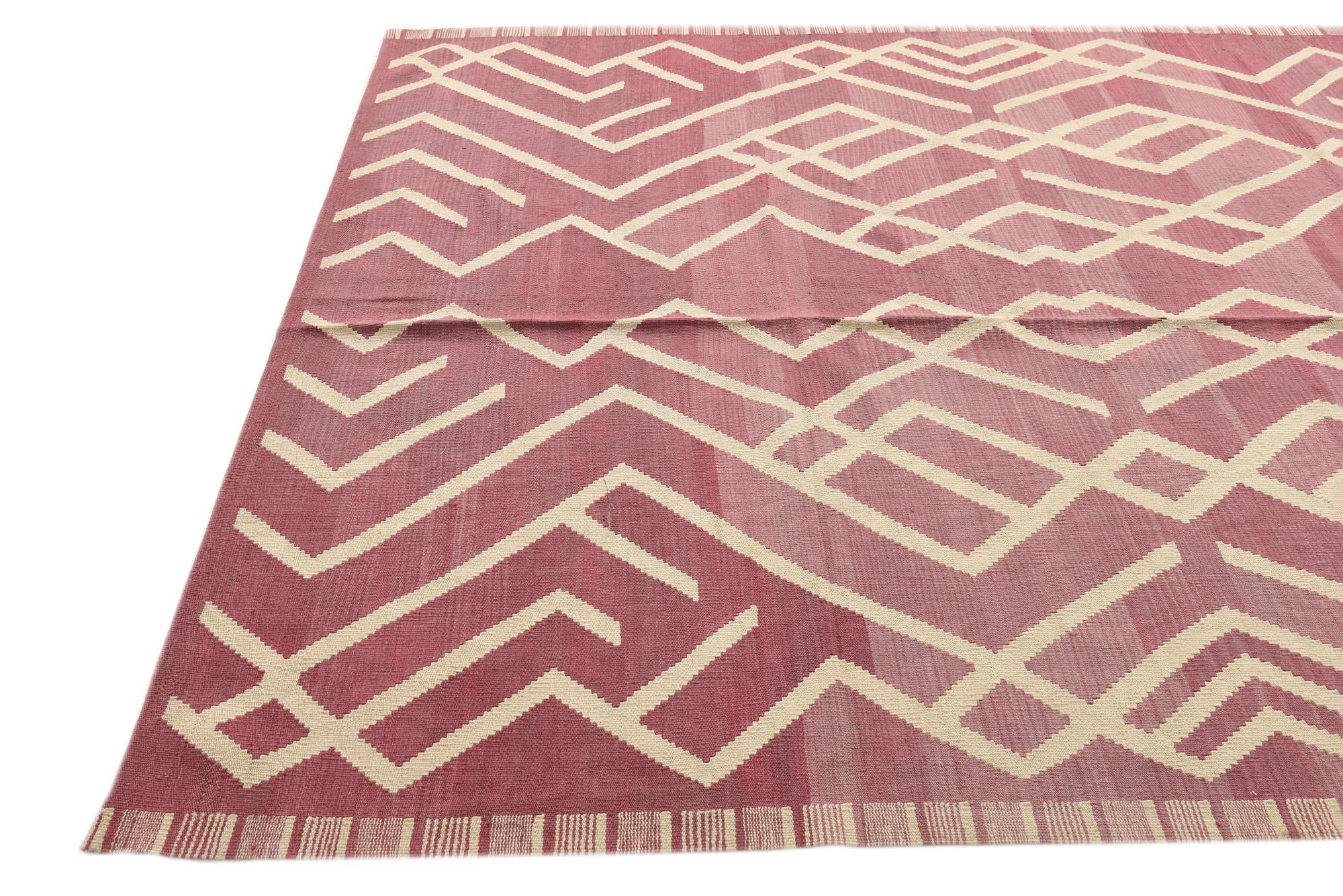 6' 9 x 9' 9 Hand Woven Kilim Modern Wool Rug