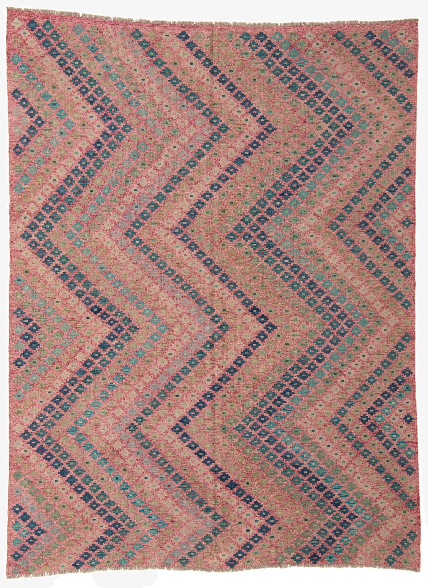 7' 1 x 9' 5  Hand Woven Kilim Modern Wool Rug
