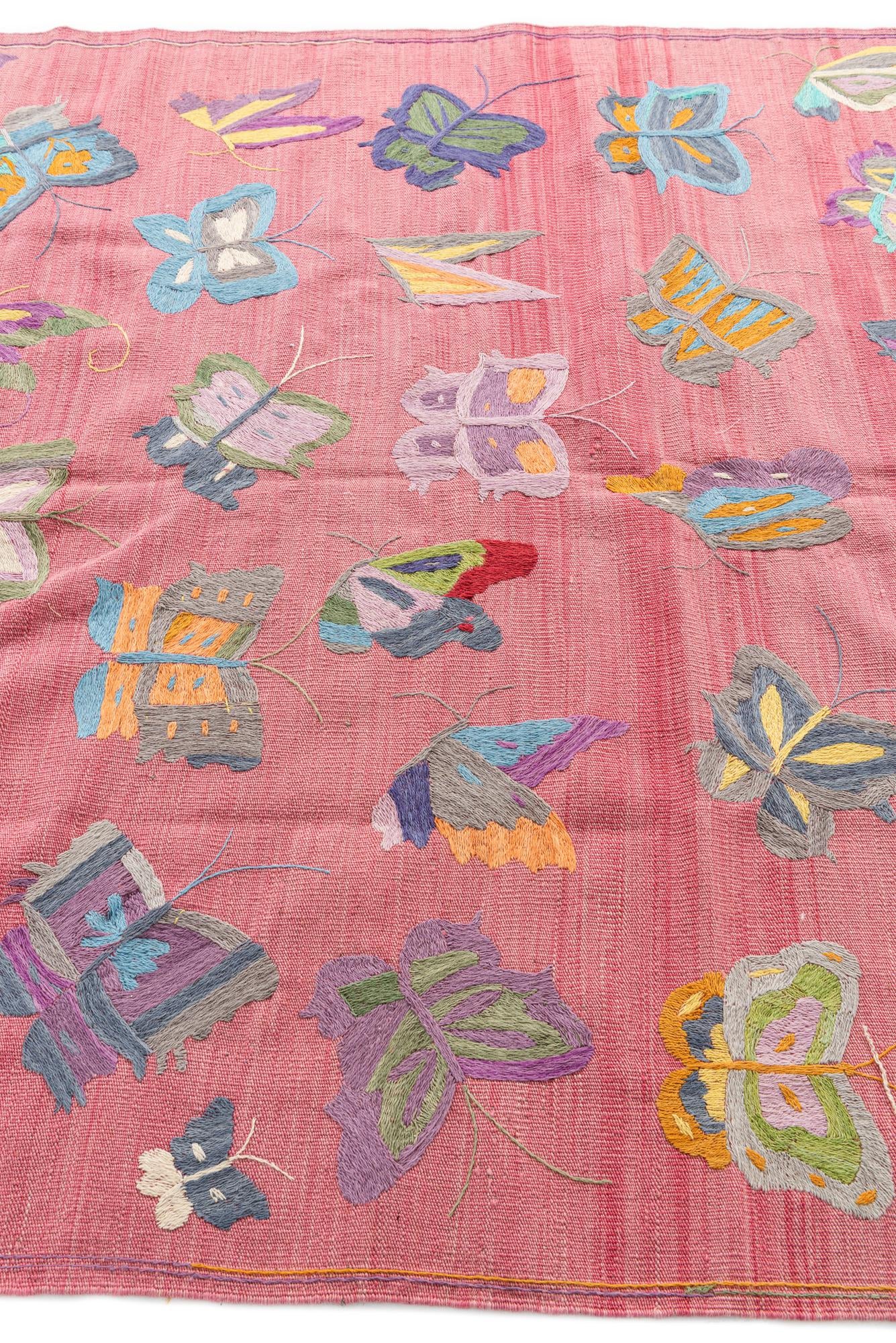5' 6 x 7' 7 Hand Woven Kilim Suzani Wool Rug