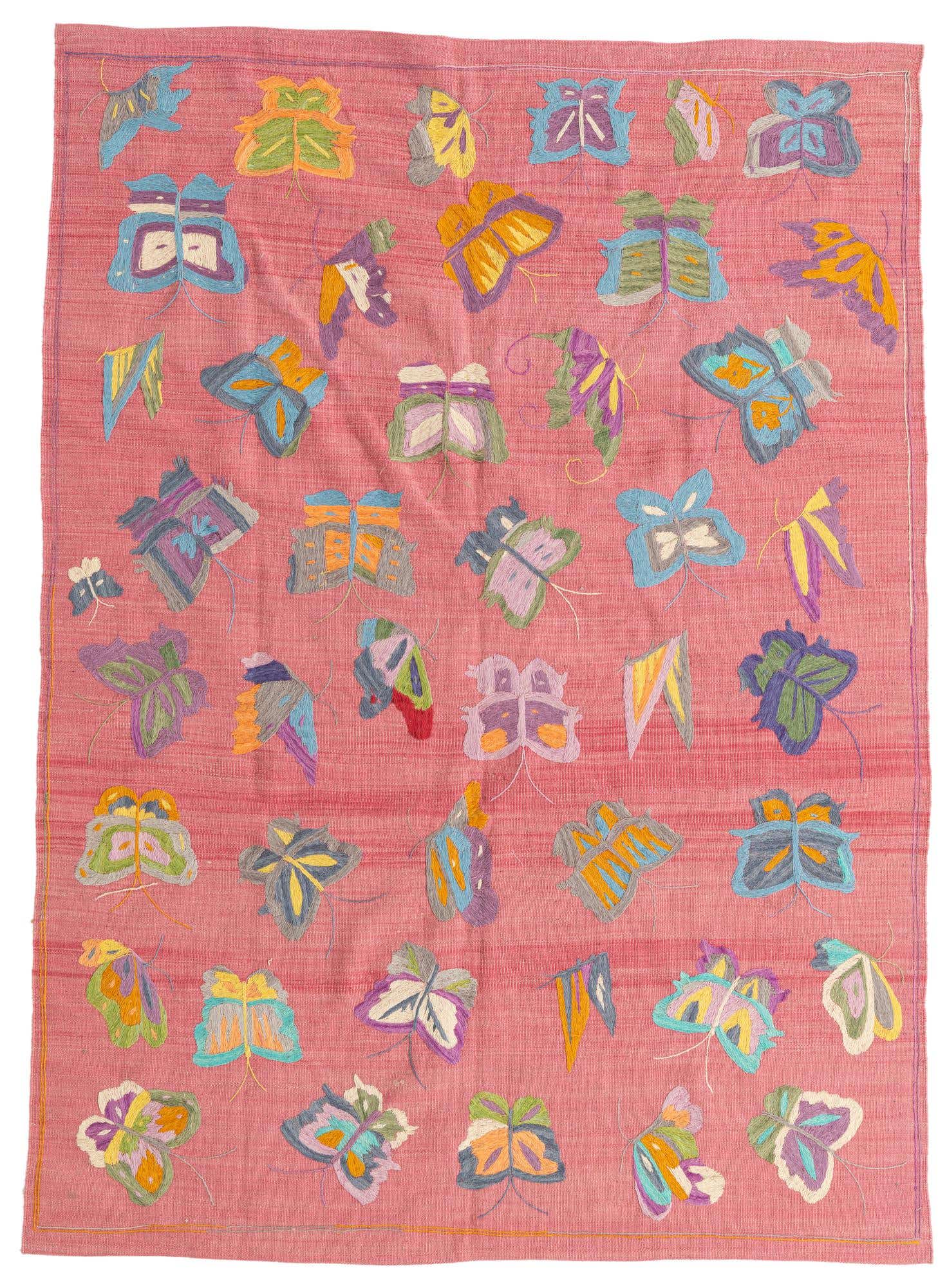 5' 6 x 7' 7 Hand Woven Kilim Suzani Wool Rug