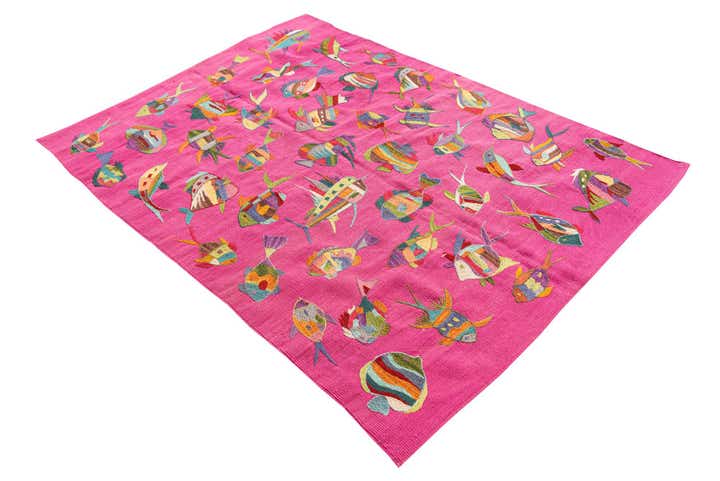 4' 2 x 5' 8 Hand Woven Kilim Suzani Wool Rug