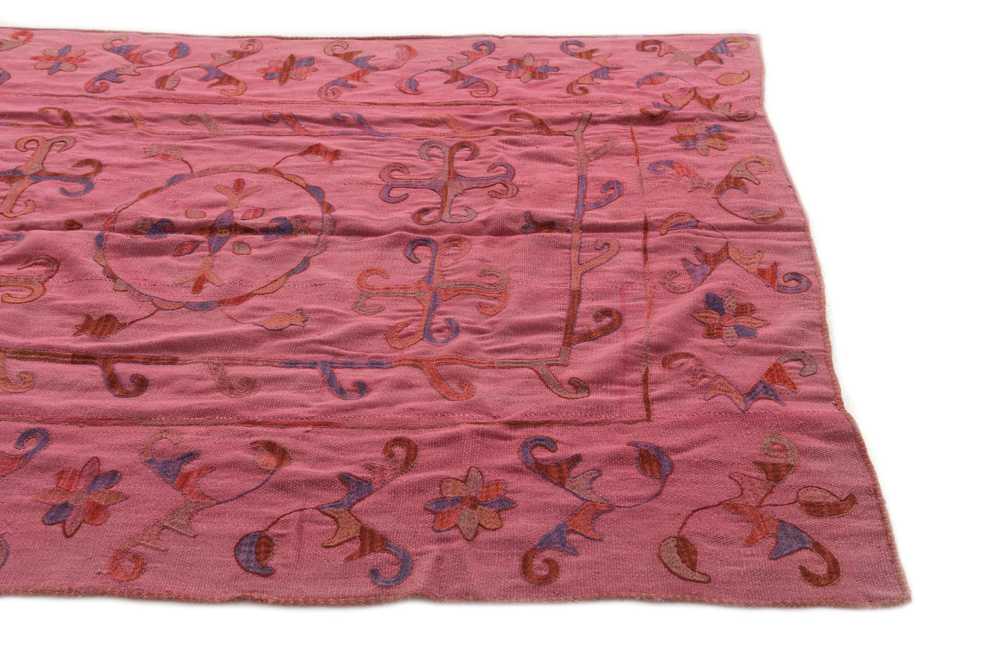 5' 8 x 7' 7 Hand Woven Kilim Suzani Wool Rug