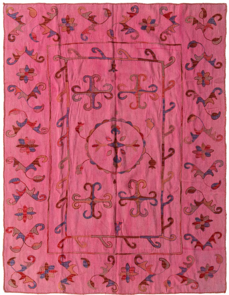 Detail image of 5' 8 x 7' 7 Hand Woven Kilim Suzani Wool Rug