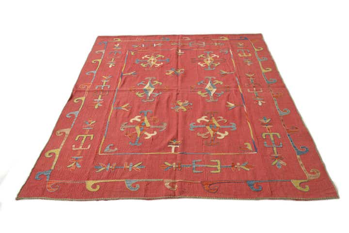 5' 10 x 7' Hand Woven Kilim Suzani Wool Rug